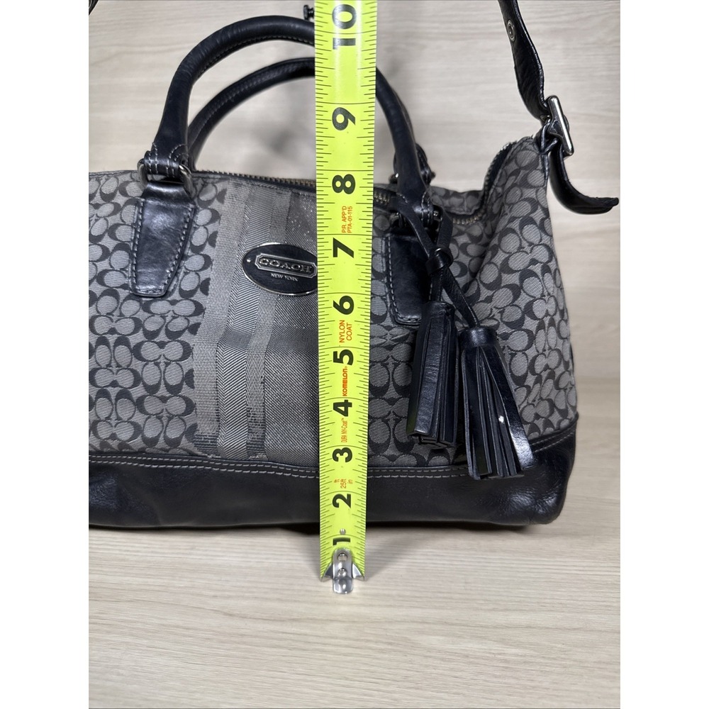 COACH Legacy Black & Silver Stripe Signature Molly Bag Satchel 21154 Purse Tote - Picture 4 of 13